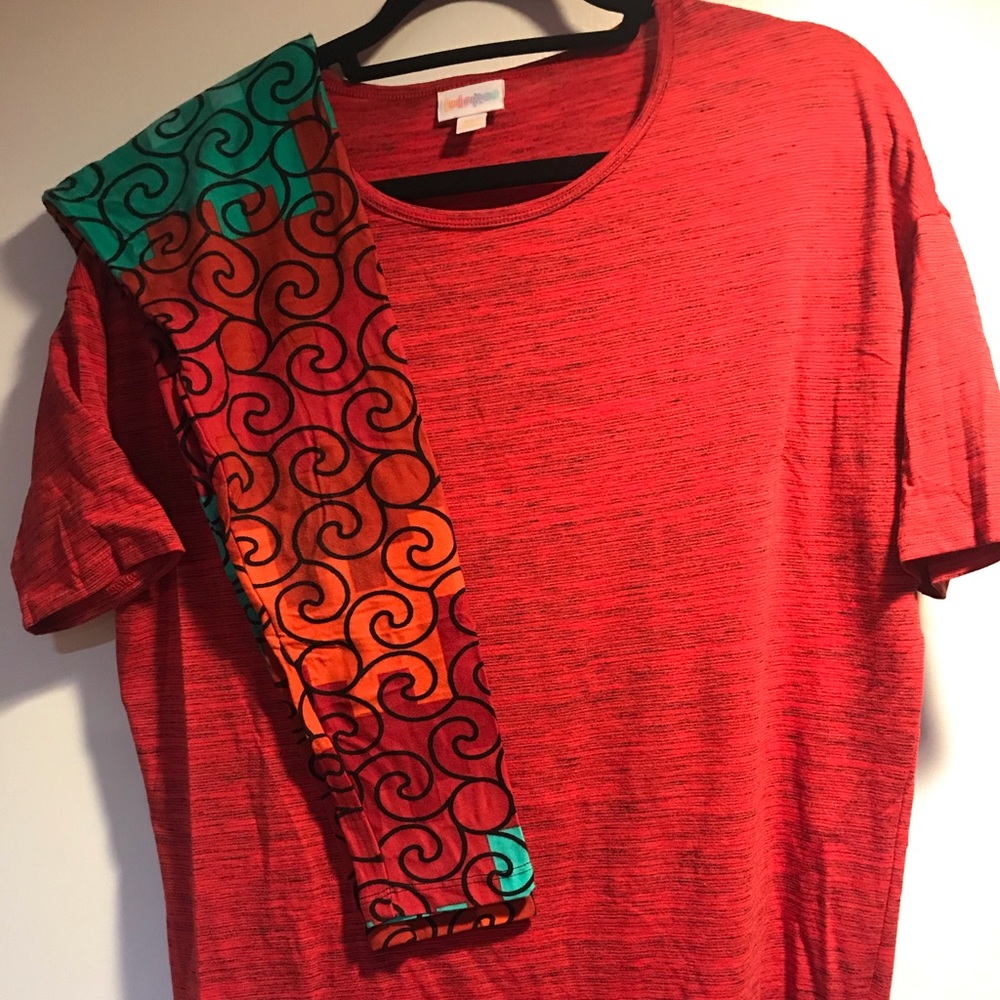 Lularoe XXS Red & Black Irma & OS Leggings